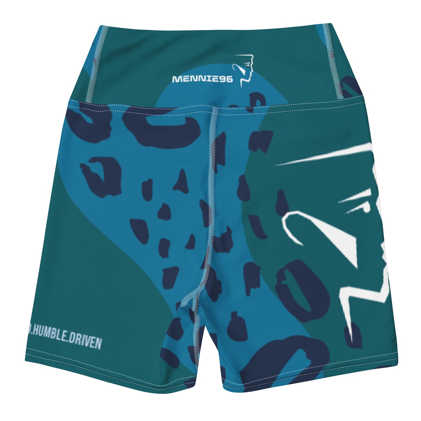 Blue panther print short shorts