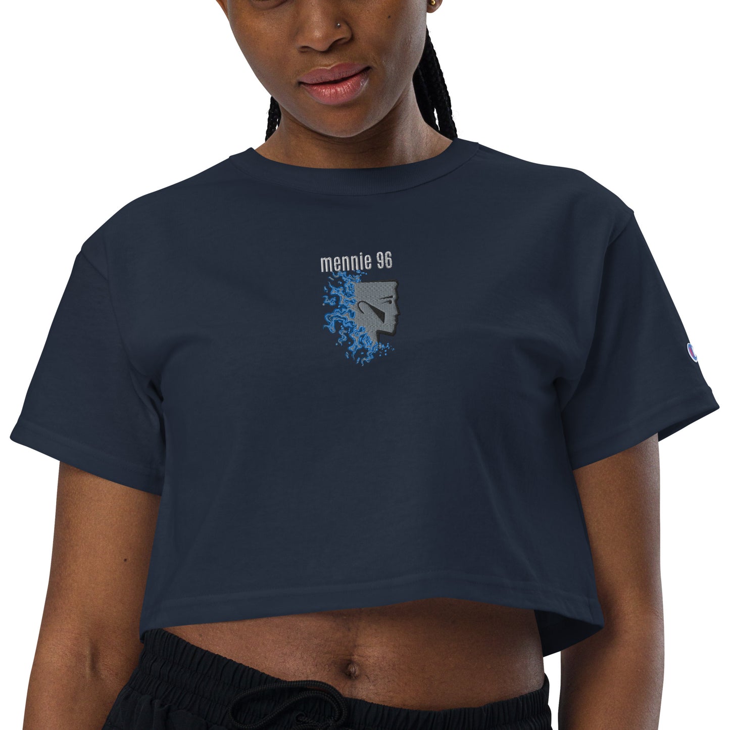 Mennie x Champion Blueflame crop top