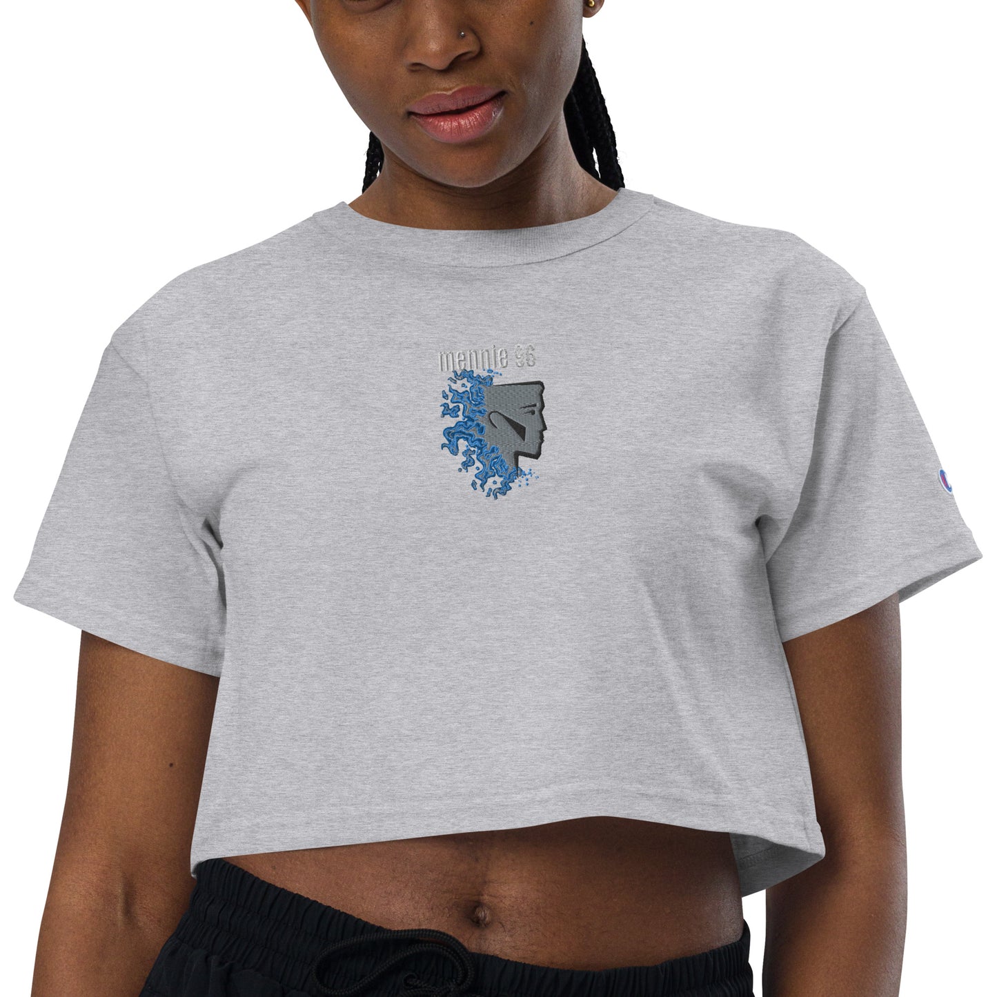 Mennie x Champion Blueflame crop top