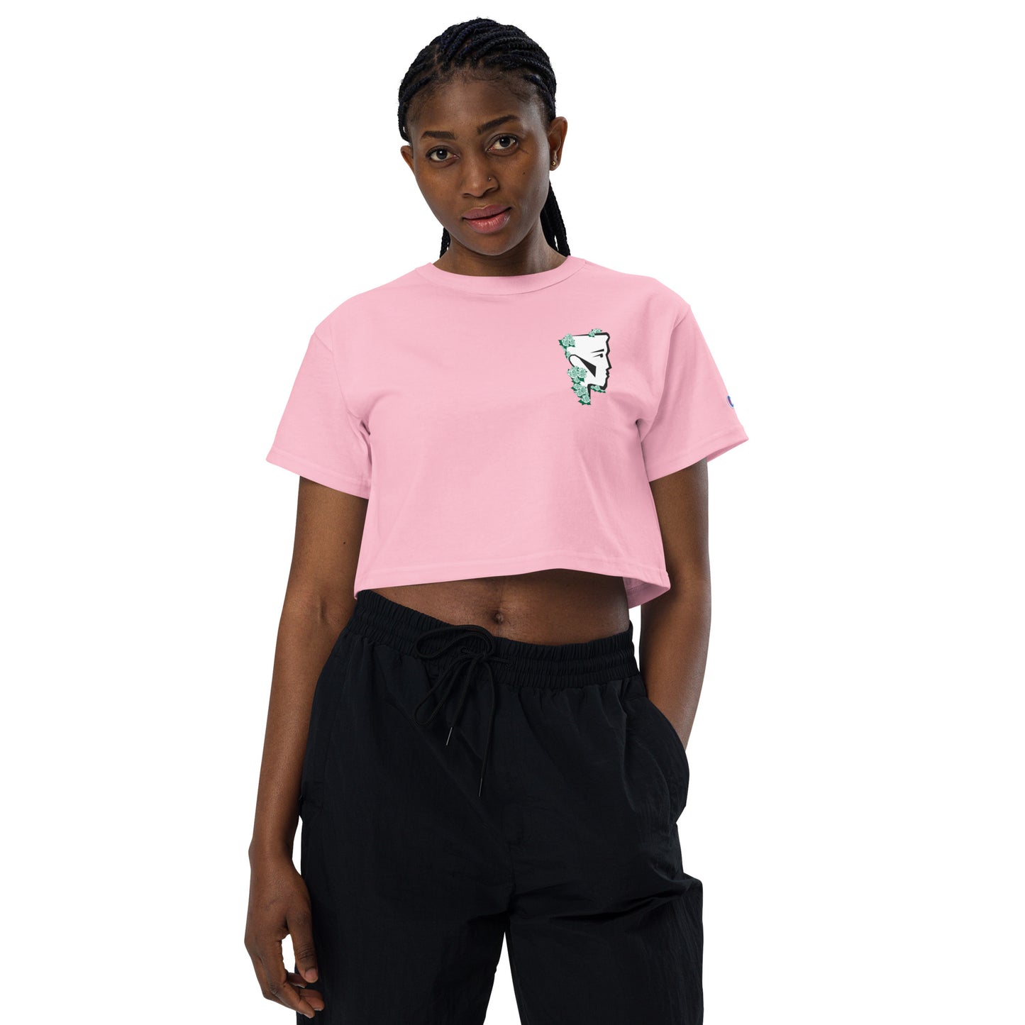 Mennie x Champion White rose crop top