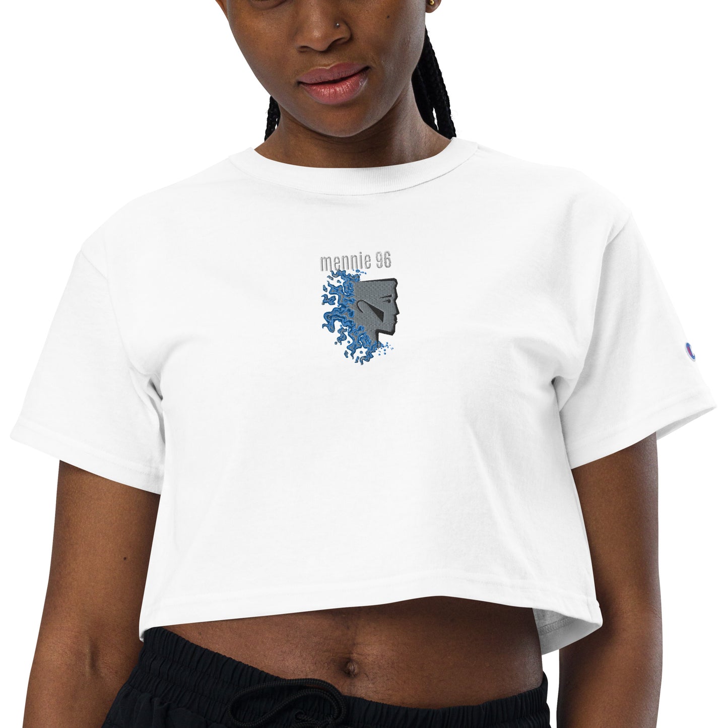 Mennie x Champion Blueflame crop top